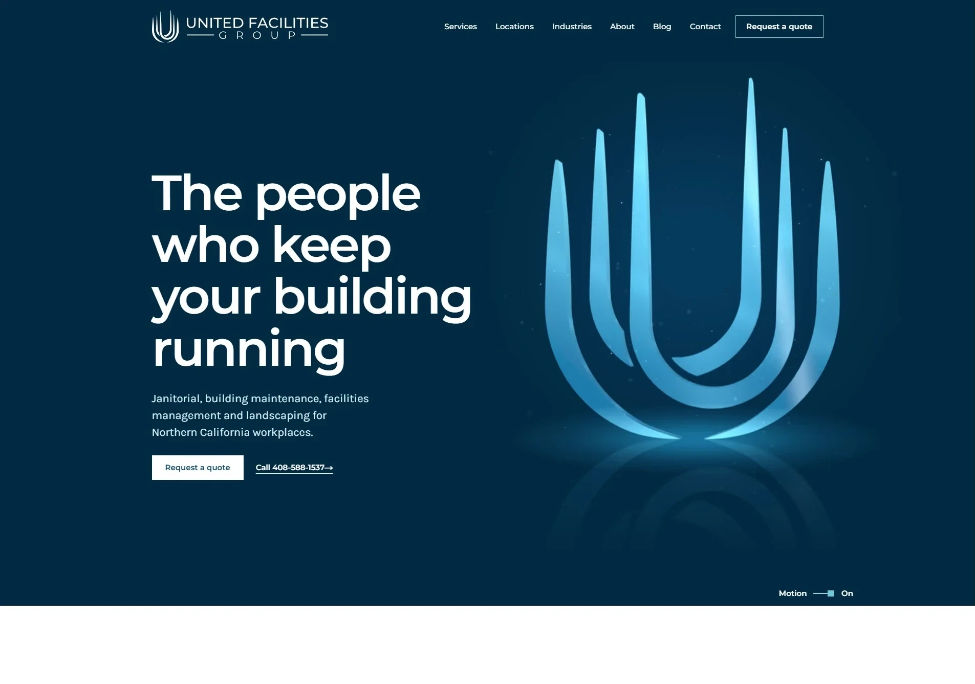 The redesigned United Facilities Group home page built by Brandcore in 2026